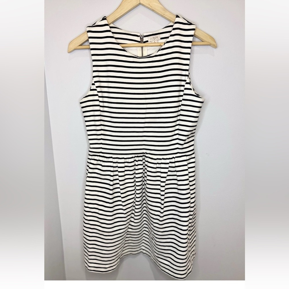 J. Crew Black and White Striped Midi Dress
